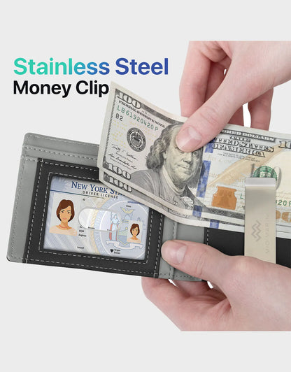 Men's Slim Bifold Wallet with Money Clip