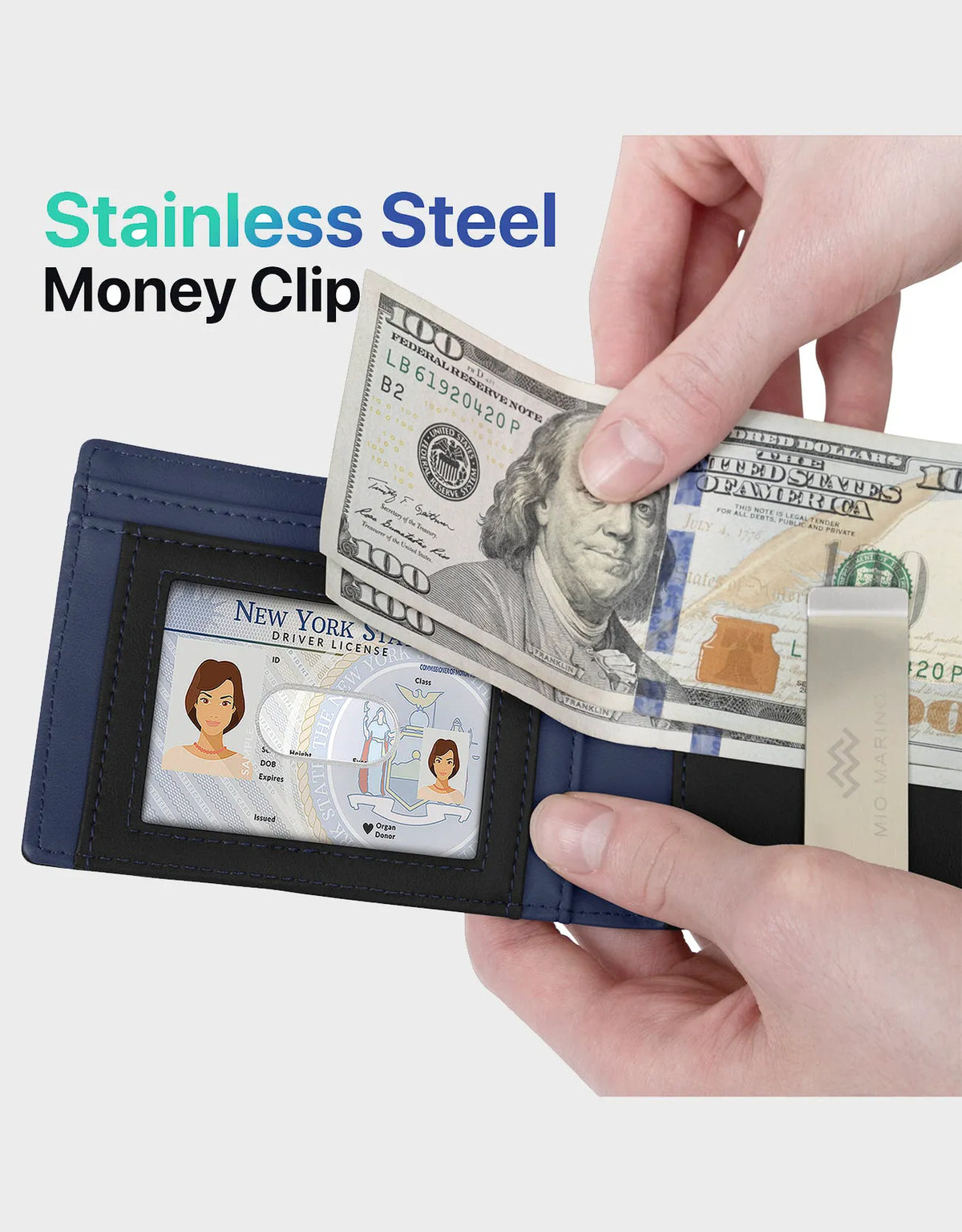 Men's Slim Bifold Wallet with Money Clip
