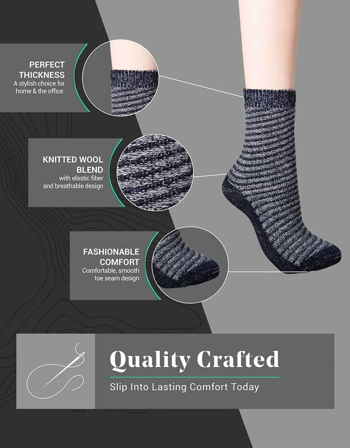 Womens Warm Wool Knitted Socks 4 Pack