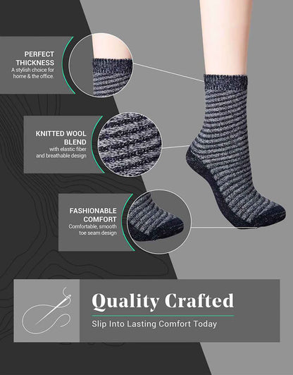 Womens Warm Wool Knitted Socks 4 Pack