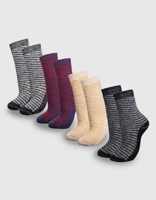 Womens Warm Wool Knitted Socks 4 Pack