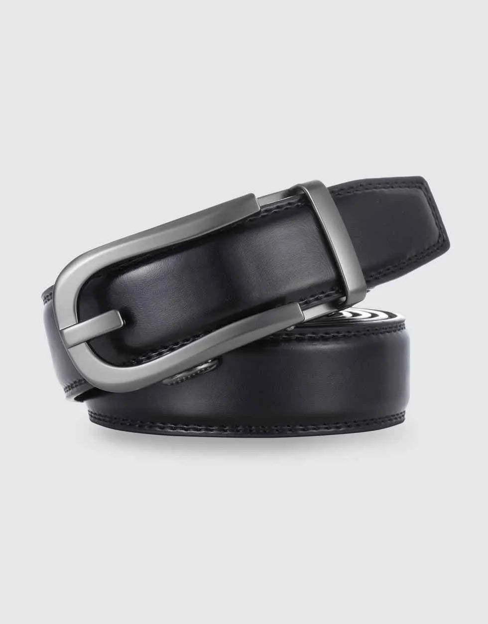 Curved Horseshoe Leather Ratchet Belt