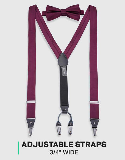 Men's Satin Strap Suspenders Bow Tie