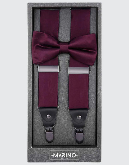 Men's Satin Strap Suspenders Bow Tie