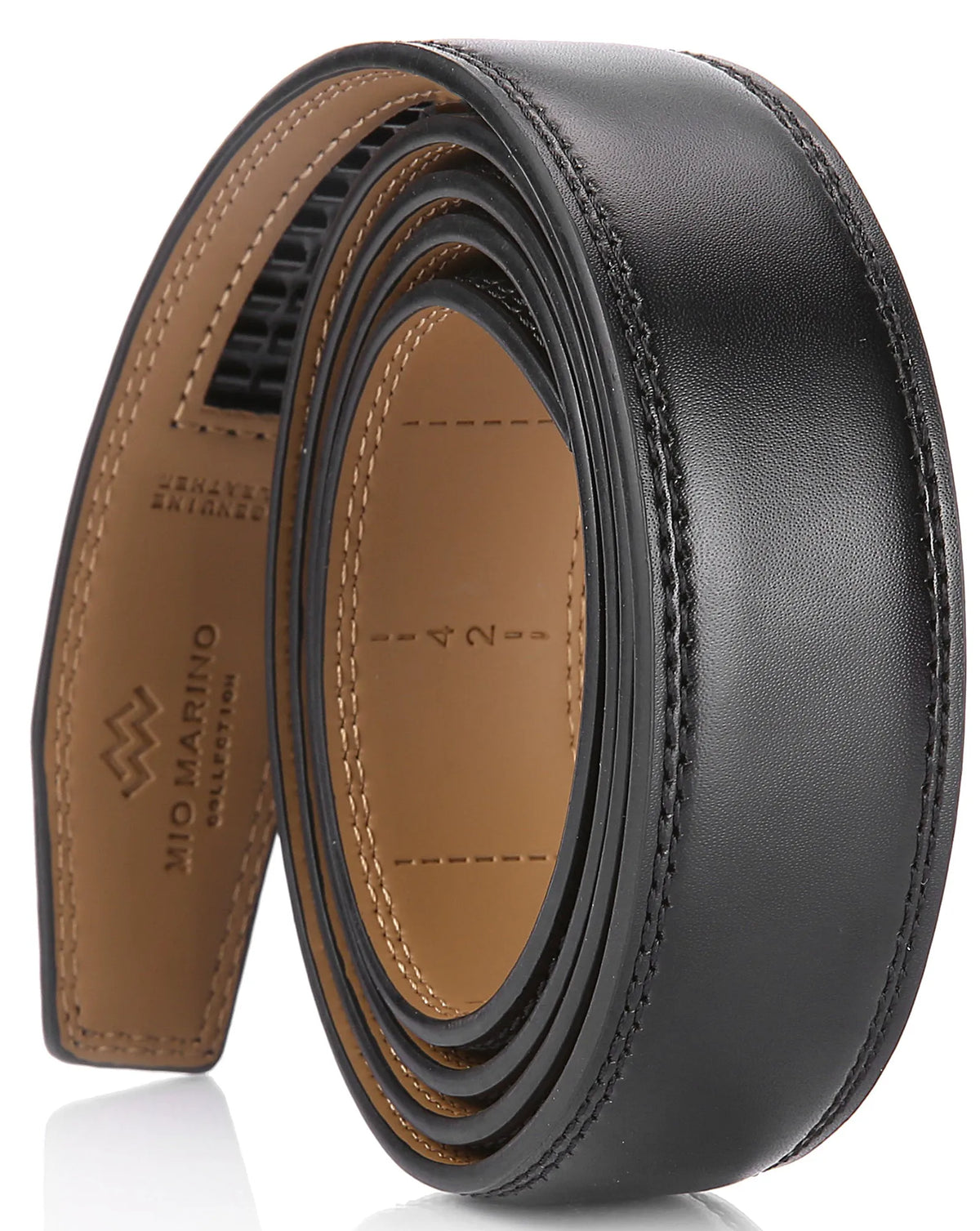Leather Ratchet Belt Strap Replacement - Mahogany/Black