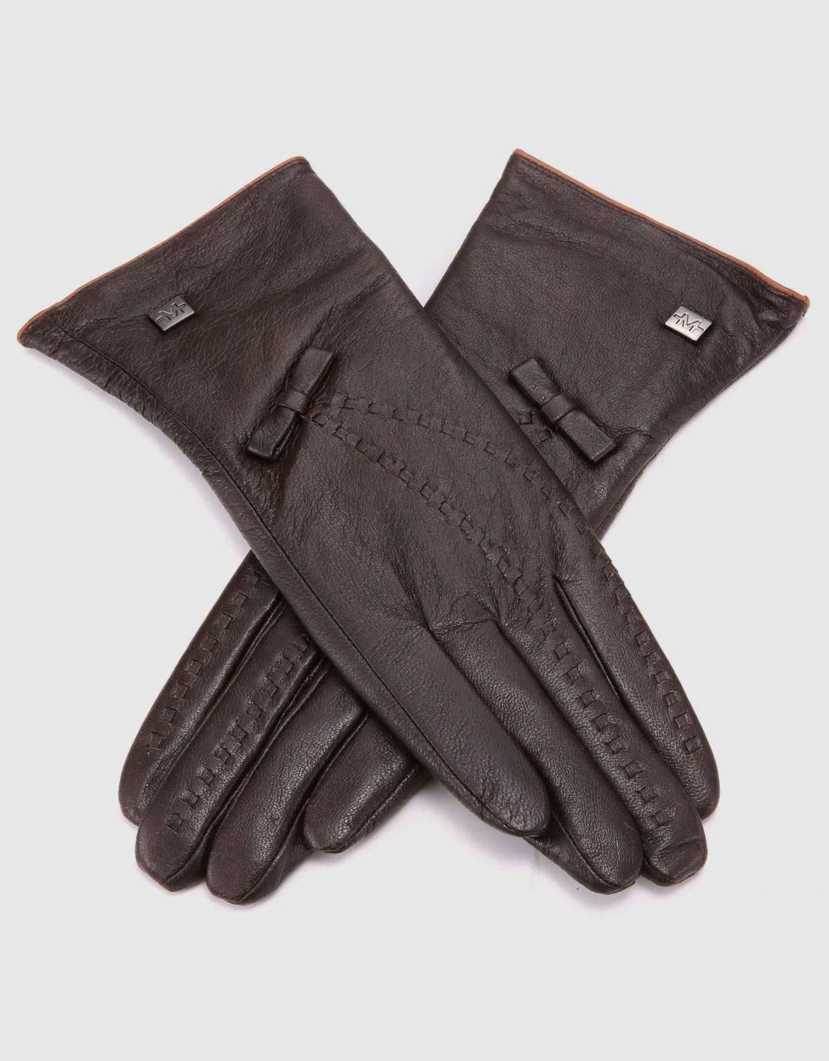 Women's Bow and Stitch Touchscreen Sheepskin Gloves