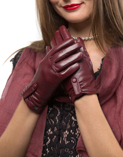 Women's Compress Snap Touchscreen Sheepskin Glove