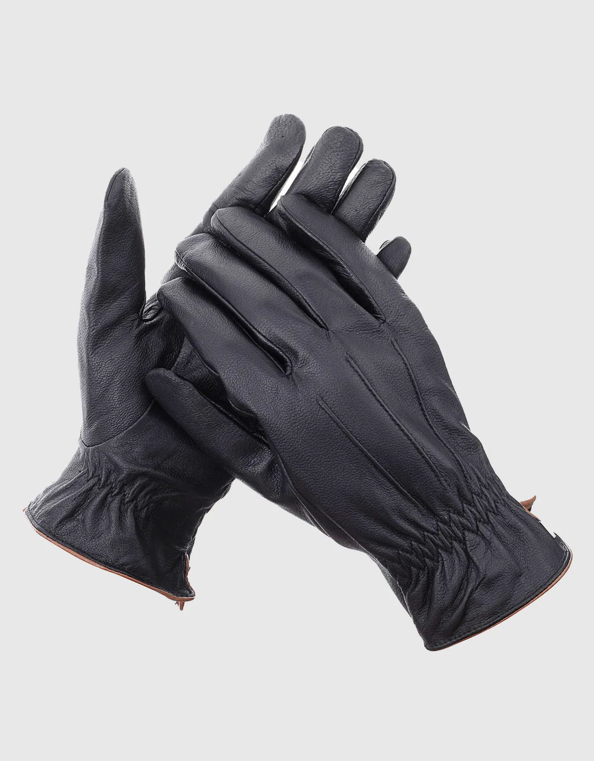 Men's Ridged Leather Touchscreen Gloves