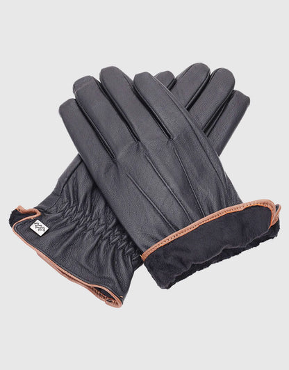Men's Ridged Leather Touchscreen Gloves