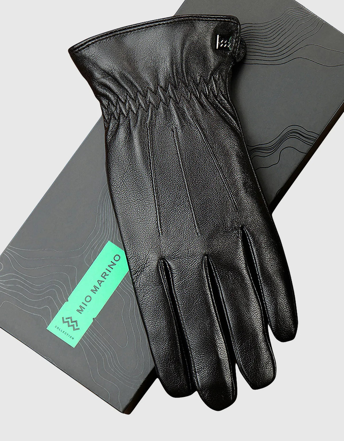Men's Ridged Leather Touchscreen Gloves
