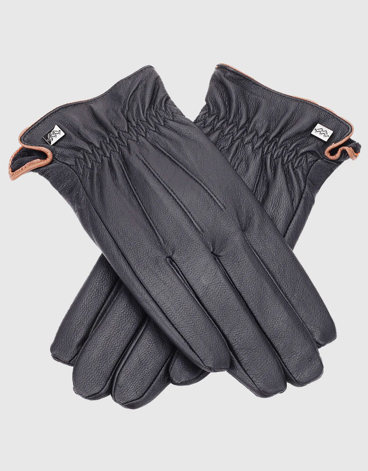 Men's Ridged Leather Touchscreen Gloves
