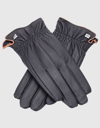 Men's Ridged Leather Touchscreen Gloves