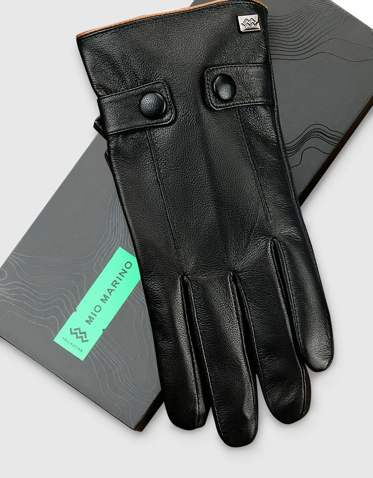 Men's Buttoned Flap Touchscreen Leather Gloves