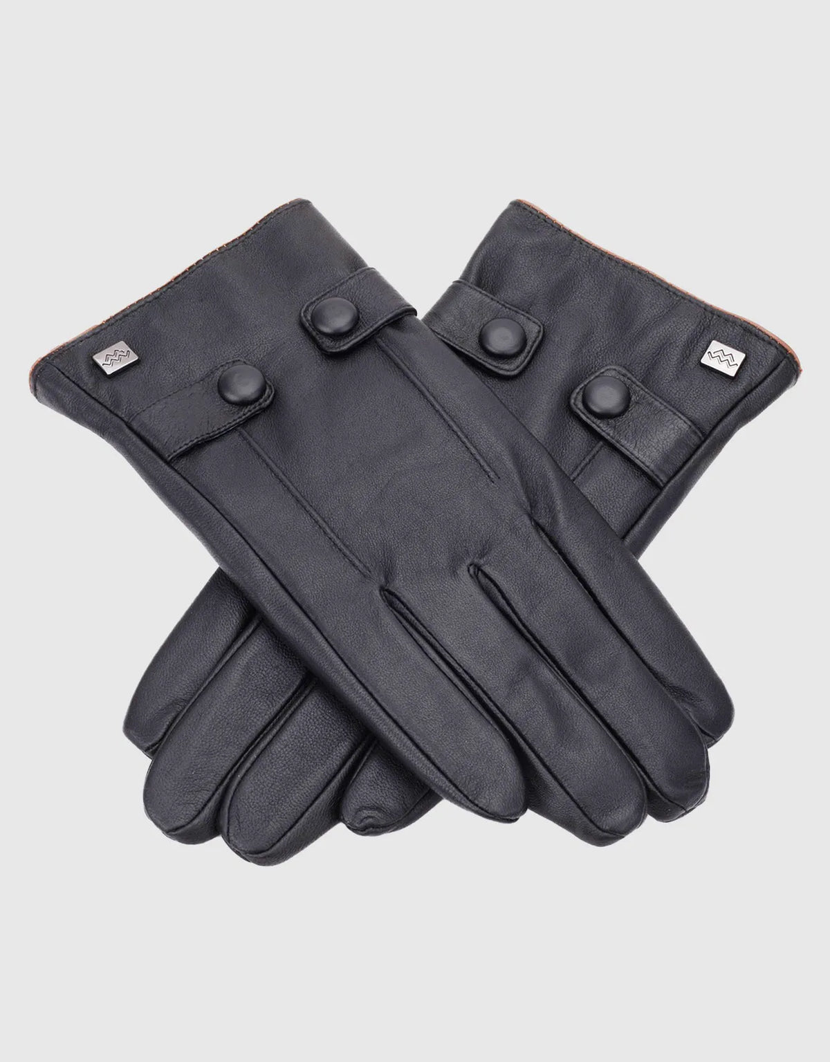 Men's Buttoned Flap Touchscreen Leather Gloves