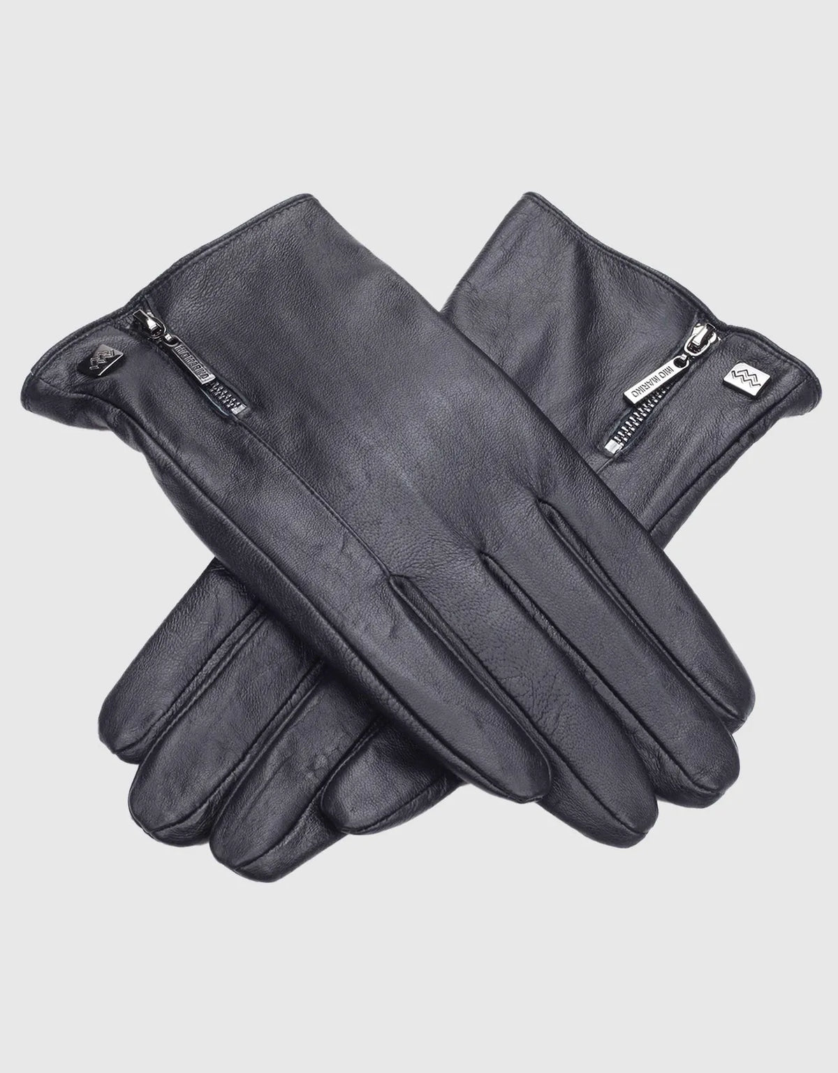 Men's Half Zipper Touchscreen Leather Gloves