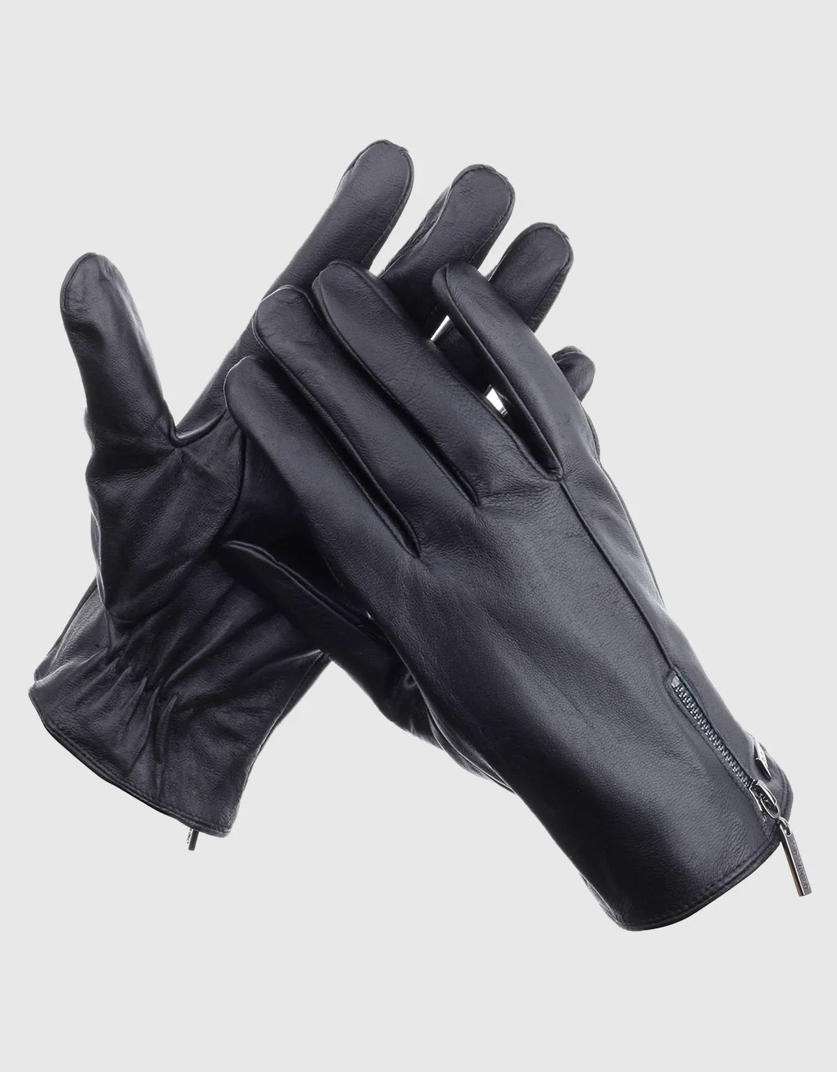 Men's Half Zipper Touchscreen Leather Gloves