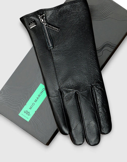 Men's Half Zipper Touchscreen Leather Gloves