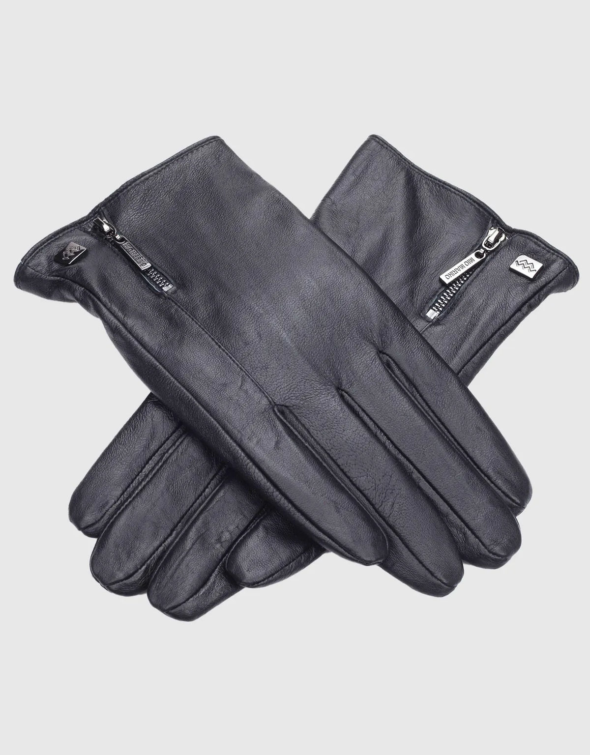 Men's Half Zipper Touchscreen Leather Gloves
