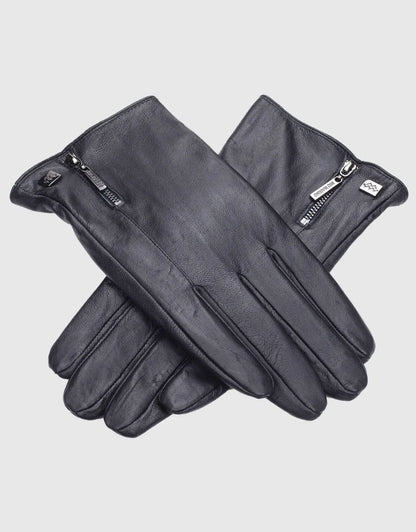 Men's Half Zipper Touchscreen Leather Gloves