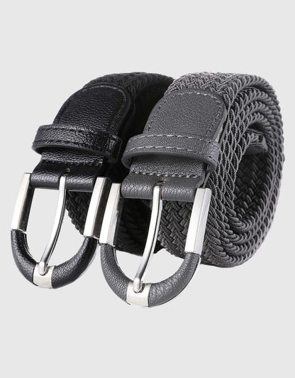 Men's Hopsack Weave 2- Pack Elastic Belt