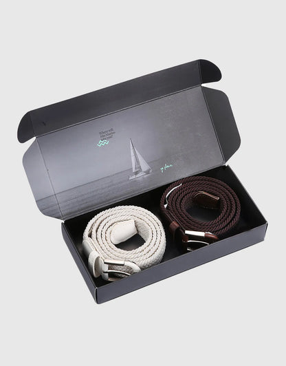 Men's Hopsack Weave 2- Pack Elastic Belt
