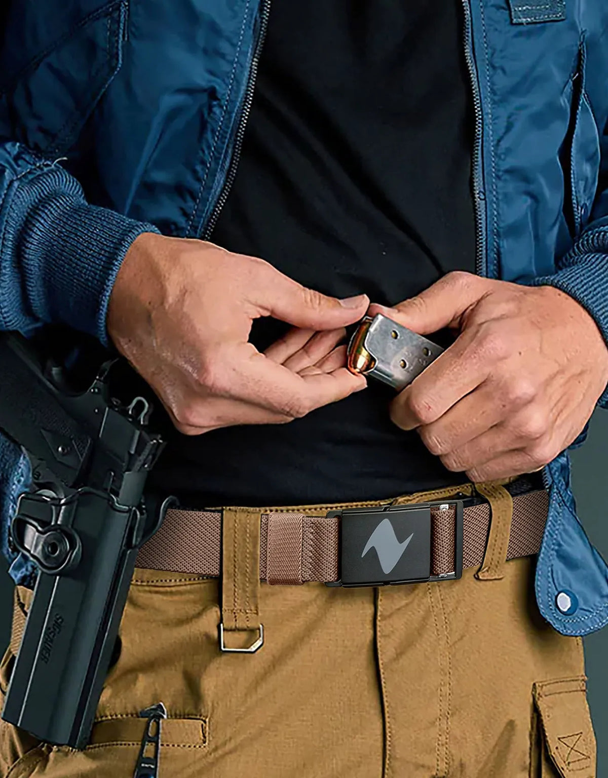 Zilpu Mens Durable Stretch Belt with Magnetic Buckle