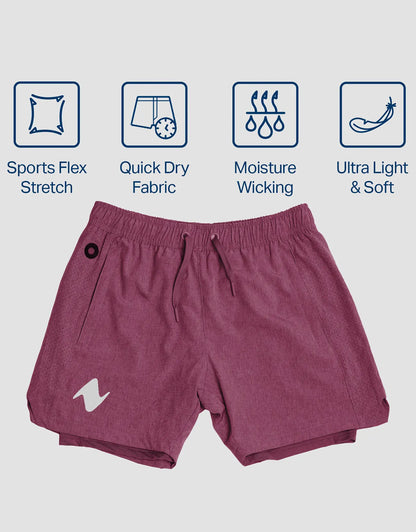 Zilpu Mens Quick Dry Athletic Performance Shorts wi/Zipper Pocket (5 inch)