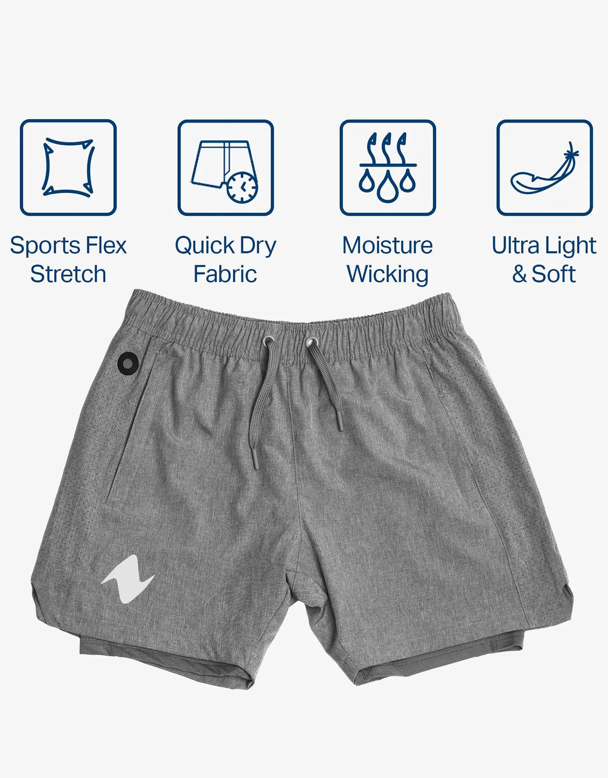 Zilpu Mens Quick Dry Athletic Performance Shorts wi/Zipper Pocket (5 inch)