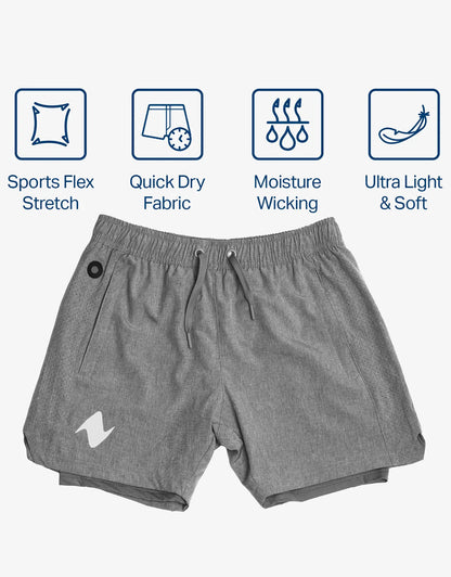 Zilpu Mens Quick Dry Athletic Performance Shorts wi/Zipper Pocket (5 inch)