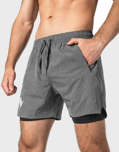 Zilpu Mens Quick Dry Athletic Performance Shorts wi/Zipper Pocket (5 inch)