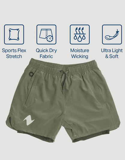 Zilpu Mens Quick Dry Athletic Performance Shorts wi/Zipper Pocket (5 inch)