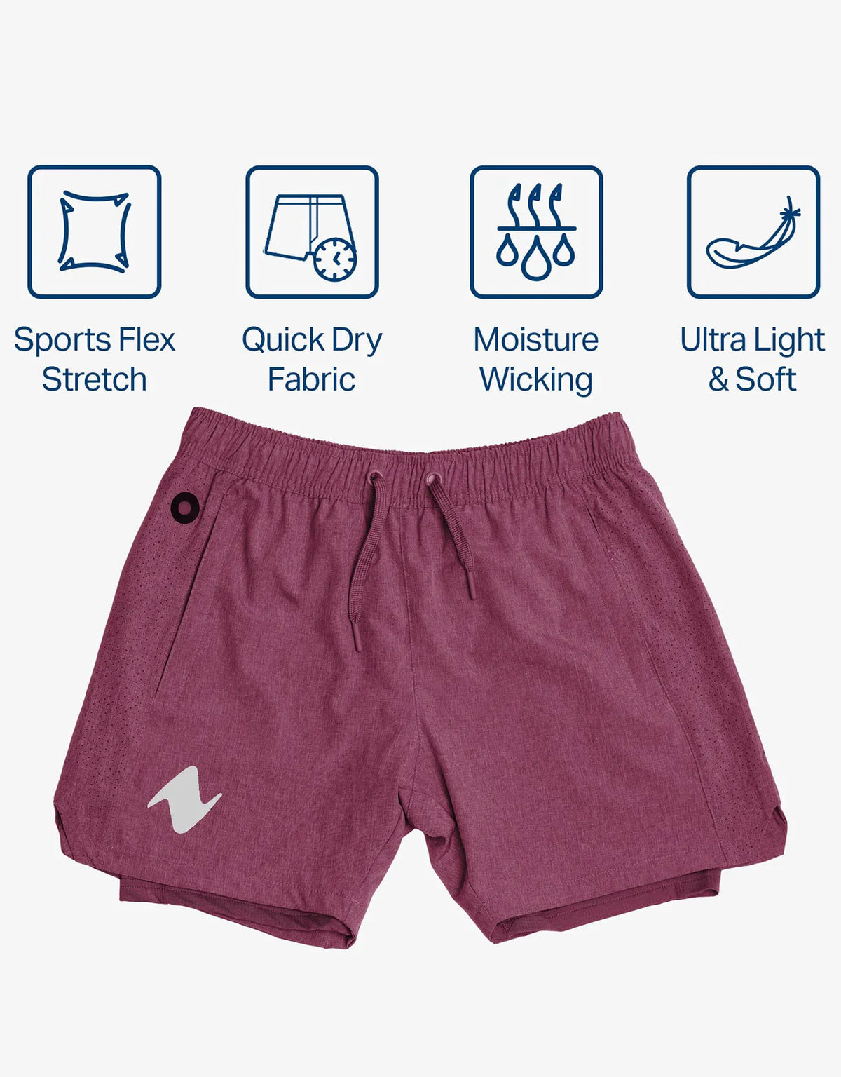 Zilpu Mens Quick Dry Athletic Performance Shorts wi/Zipper Pocket (7 inch)