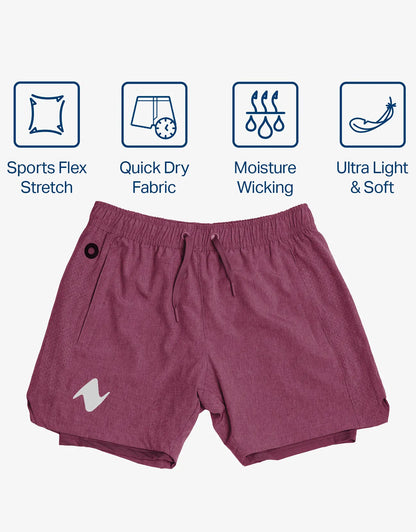 Zilpu Mens Quick Dry Athletic Performance Shorts wi/Zipper Pocket (7 inch)