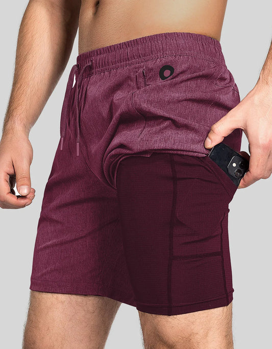 Zilpu Mens Quick Dry Athletic Performance Shorts wi/Zipper Pocket (7 inch)