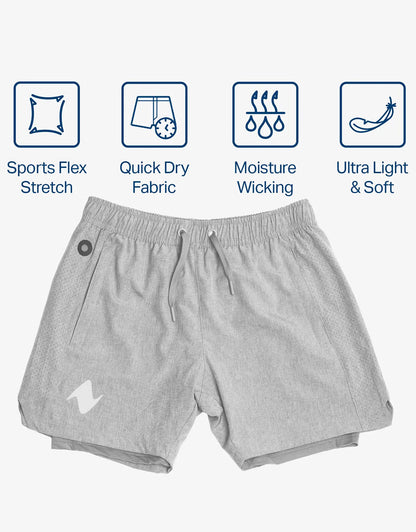 Zilpu Mens Quick Dry Athletic Performance Shorts wi/Zipper Pocket (7 inch)