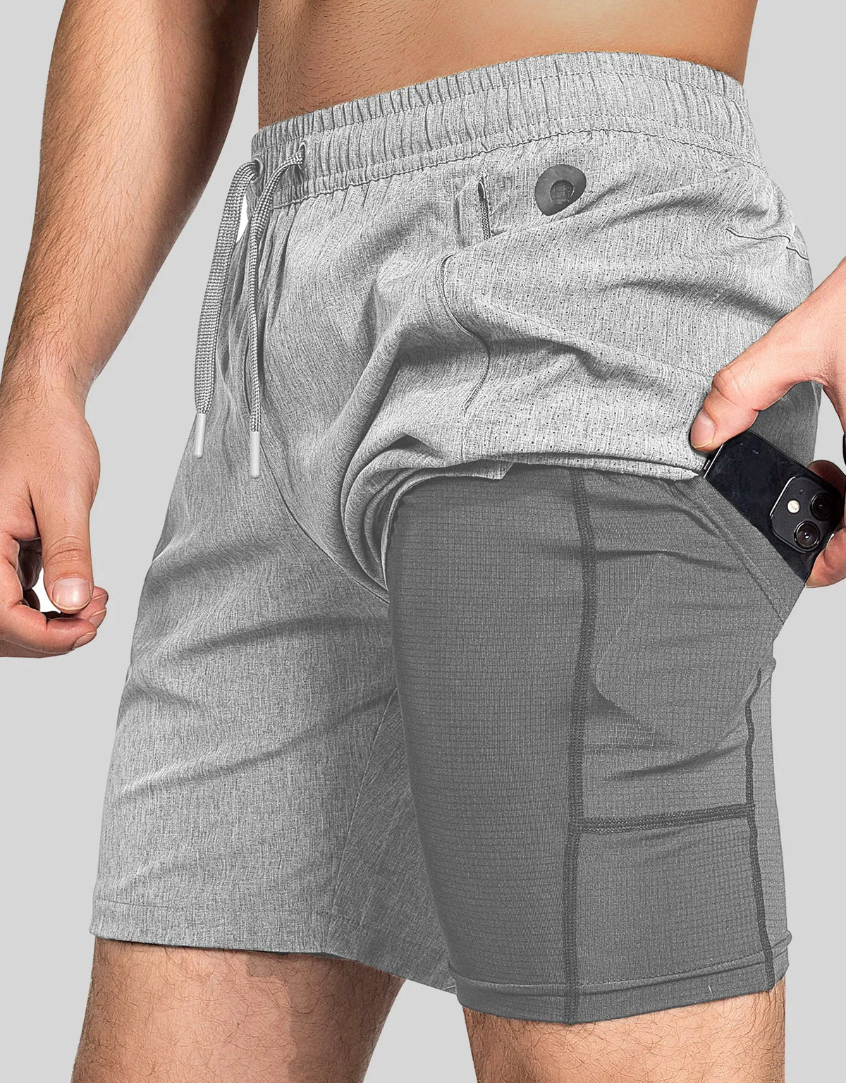 Zilpu Mens Quick Dry Athletic Performance Shorts wi/Zipper Pocket (7 inch)