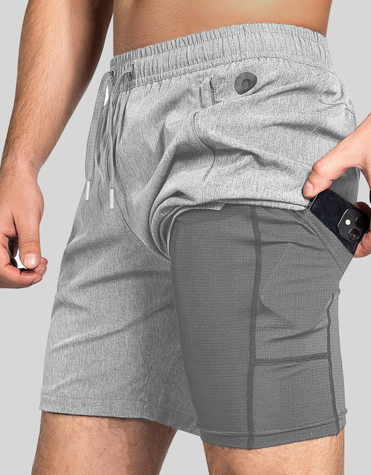 Zilpu Mens Quick Dry Athletic Performance Shorts wi/Zipper Pocket (7 inch)