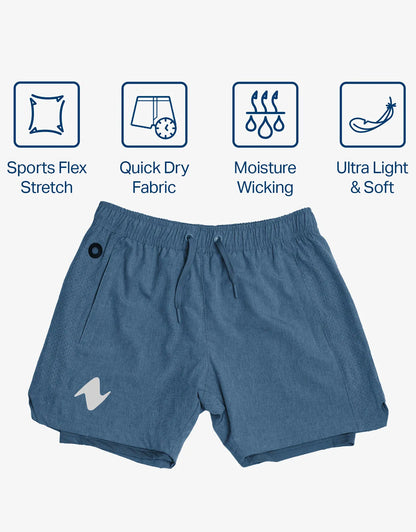 Zilpu Mens Quick Dry Athletic Performance Shorts wi/Zipper Pocket (7 inch)
