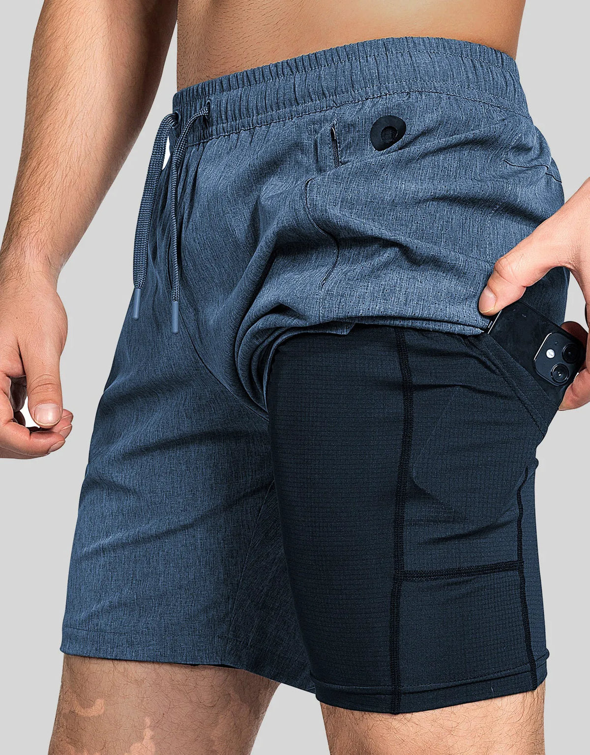 Zilpu Mens Quick Dry Athletic Performance Shorts wi/Zipper Pocket (7 inch)