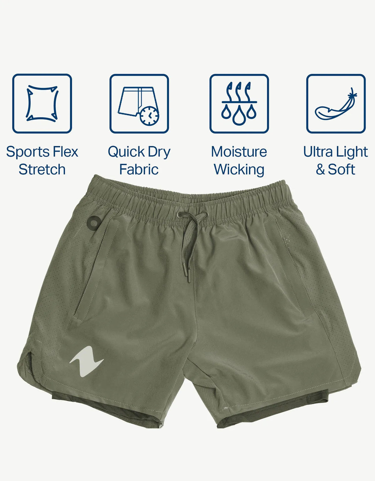 Zilpu Mens Quick Dry Athletic Performance Shorts wi/Zipper Pocket (7 inch)